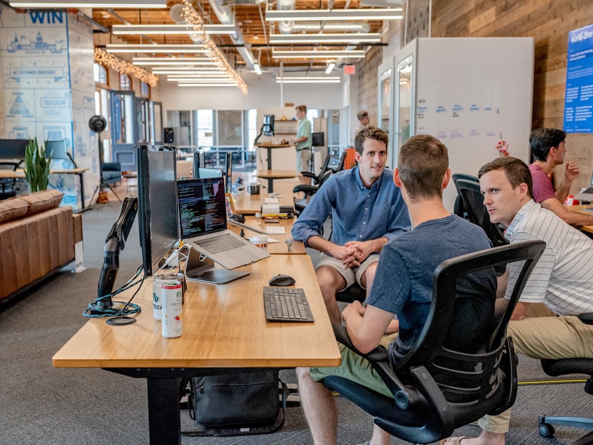 Young professionals collaborating in a modern workplace